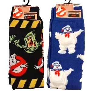2 Pair Novelty Socks Ghostbusters Slimer And Stay Puff Mens Shoe Size 6-12 NWT